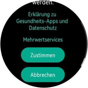 Zustimmung der Apps der Uhr
