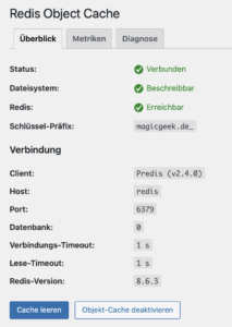 Aktiver Redis Object Cache in WordPress